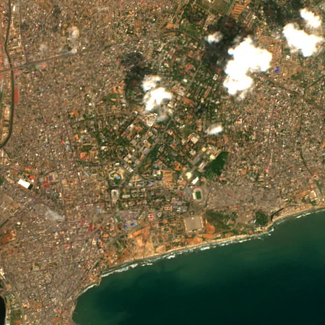 Satellite image of the area around Accra, February 2017