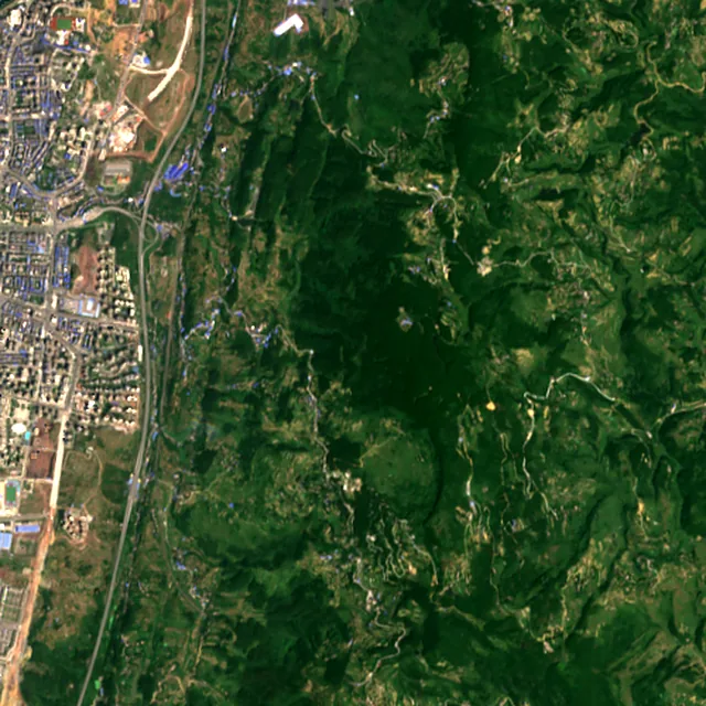 Satellite image of the area around Dazhou, August 2017