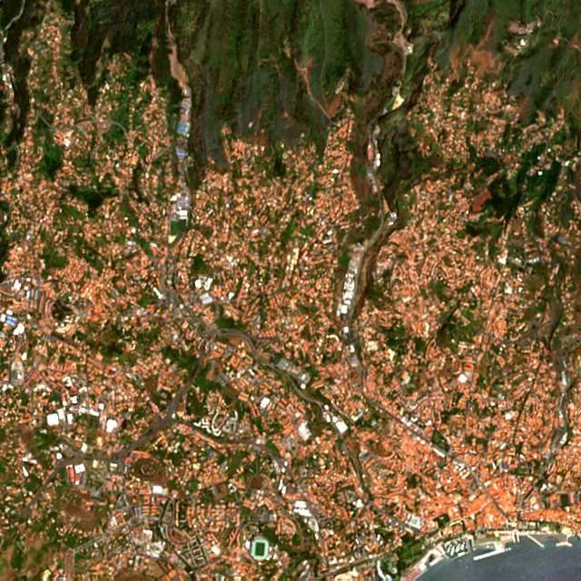 Satellite image of the area around Funchal, July 2017
