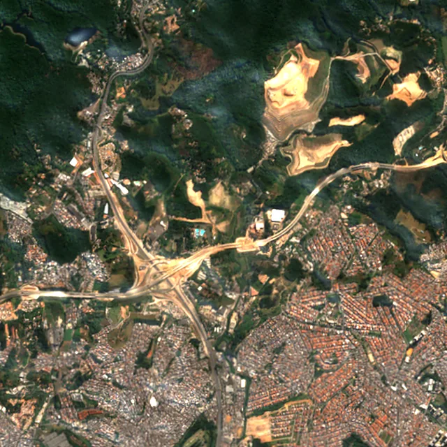 Satellite image of the area around Guarulhos, July 2018