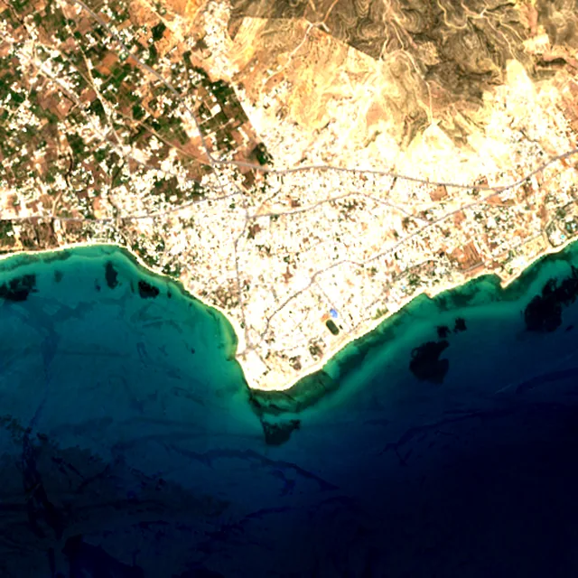 Satellite image of the area around Hammamet, August 2017