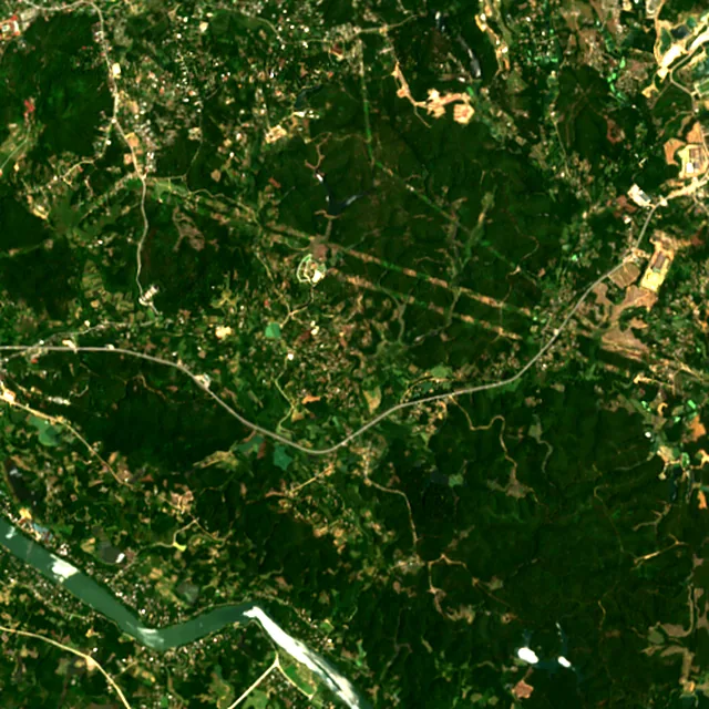 Satellite image of the area around Huế, April 2017