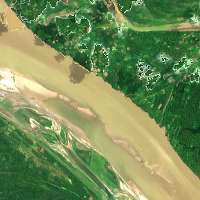 Satellite image of the area around Iquitos, August 2017
