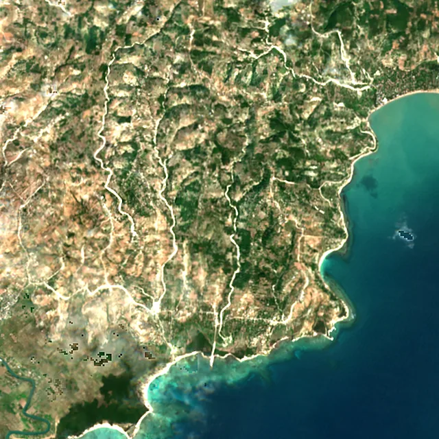 Satellite image of the area around Les Cayes, February 2017