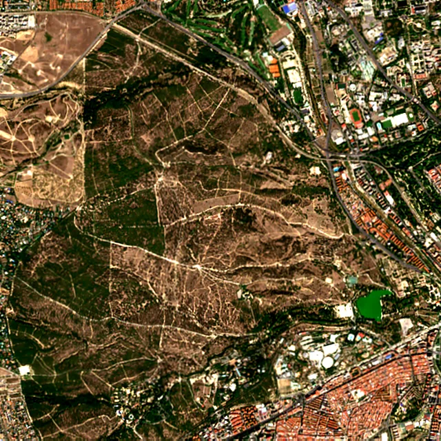 Satellite image of the area around Madrid, September 2017