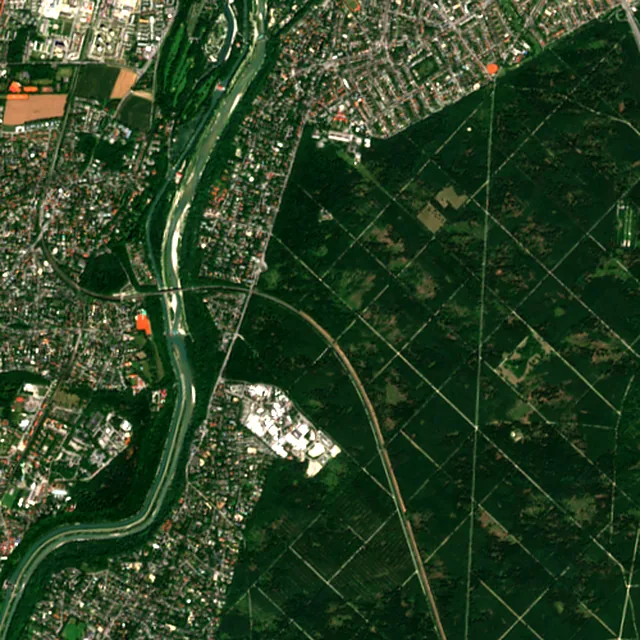 Satellite image of the area around Munich, July 2017