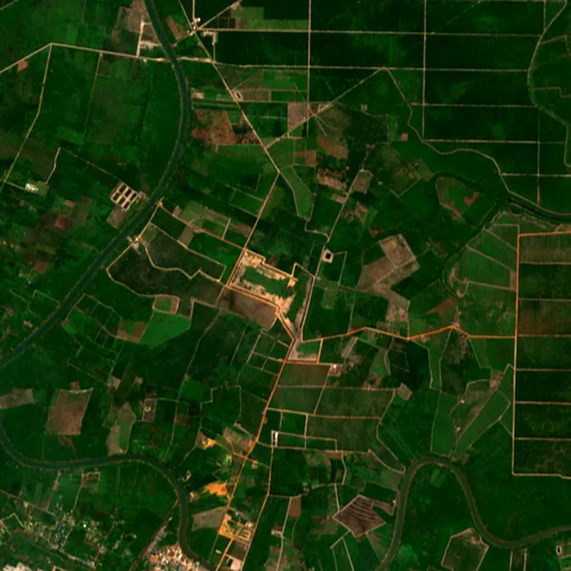 Satellite image of the area around Palembang, July 2017