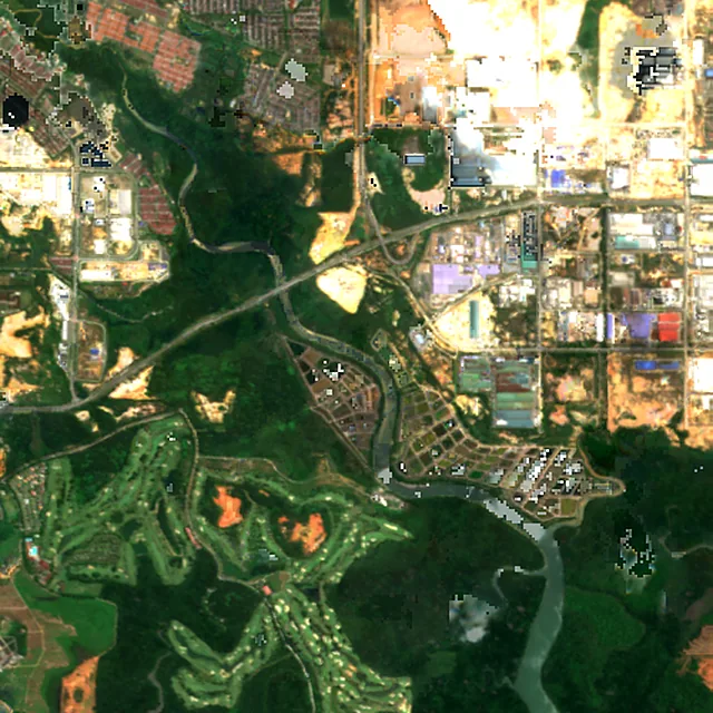 Satellite image of the area around Punggol, May 2017