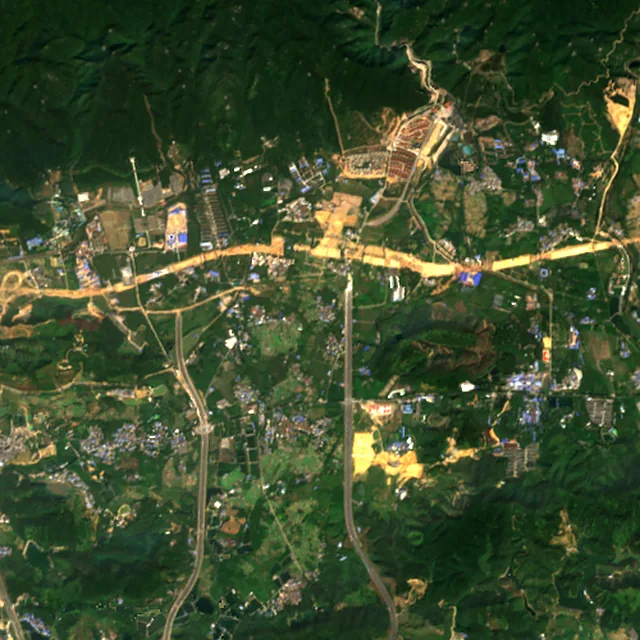Satellite image of the area around Qingyuan, November 2017