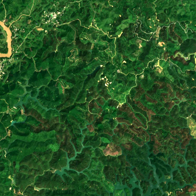 Satellite image of the area around Qinzhou, October 2017