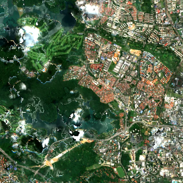 Satellite image of the area around Singapore, April 2017
