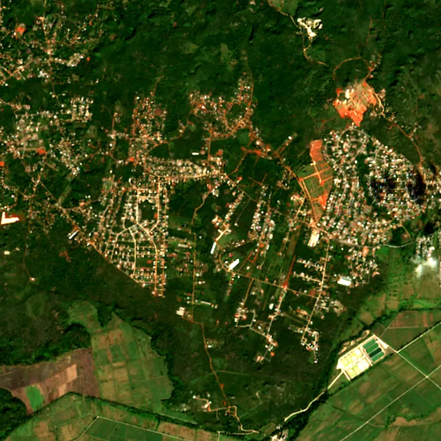 Satellite image of the area around Spanish Town, January 2017