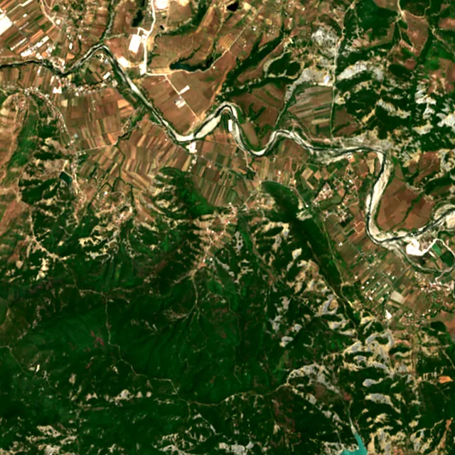 Satellite image of the area around Tirana, July 2017