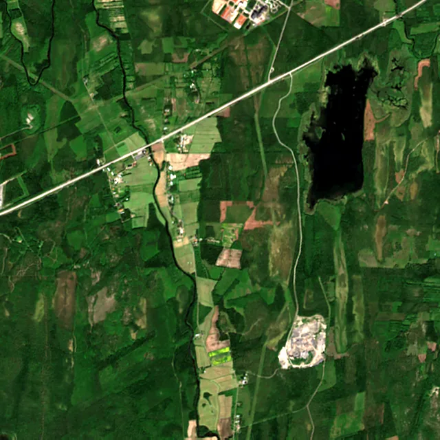 Satellite image of the area around Umeå, July 2017