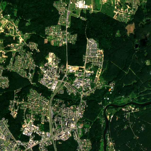 Satellite image of the area around Vilnius, August 2017