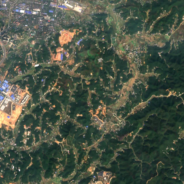 Satellite image of the area around Zhuzhou, November 2017